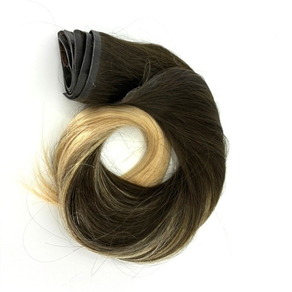 BELLAMI Silk Seam 22" 5 Wefts 170g Dark Brown #2 Dirty Blonde #18 Clip In Hair